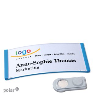 Name badges polar®, magnetic smag® Magnet | medium blue | 74 x 34 mm