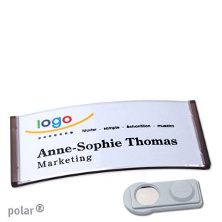 Name badges polar®, magnetic smag® Magnet | translucent, anthracite | 74 x 34 mm