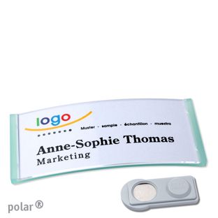Name badges polar®, magnetic smag® Magnet | translucent, green | 74 x 34 mm
