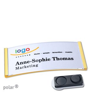 Name badges polar®, magnetic smag® magnet, extra strong | gold | 74 x 34 mm