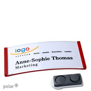 Name badges polar®, magnetic smag® magnet, extra strong | red | 74 x 34 mm