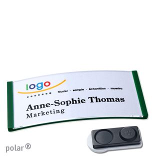 Name badges polar®, magnetic smag® magnet, extra strong | green | 74 x 34 mm