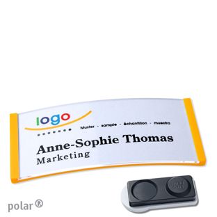 Name badges polar®, magnetic smag® magnet, extra strong | yellow | 74 x 34 mm