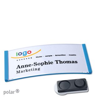 Name badges polar®, magnetic smag® magnet, extra strong | medium blue | 74 x 34 mm