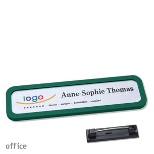 Name badges with pin OFFICE green | 75 x 17 mm