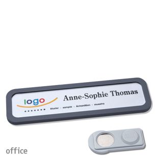 Name badges OFFICE, magnetic smag® Magnet | anthracite | 75 x 17 mm