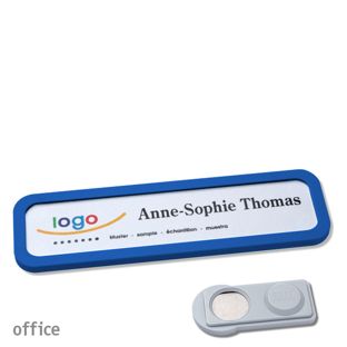 Name badges OFFICE, magnetic smag® Magnet | blue | 75 x 17 mm
