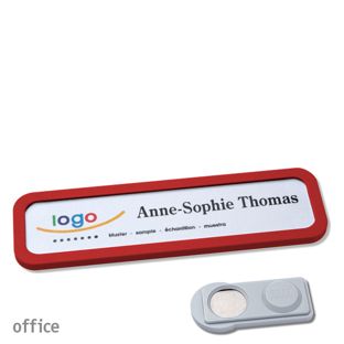 Name badges OFFICE, magnetic smag® Magnet | red | 75 x 17 mm