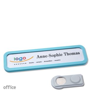 Name badges OFFICE, magnetic smag® Magnet | pastel blue | 75 x 17 mm