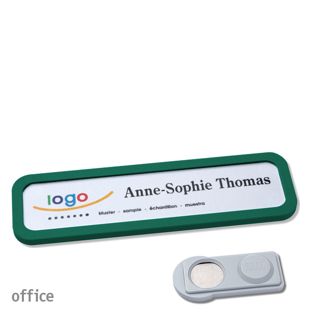 Name badges OFFICE, magnetic smag® Magnet | green | 75 x 17 mm