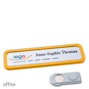 Name badges OFFICE, magnetic smag® Magnet | yellow | 75 x 17 mm