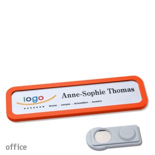 Name badges OFFICE, magnetic smag® Magnet | orange | 75 x 17 mm