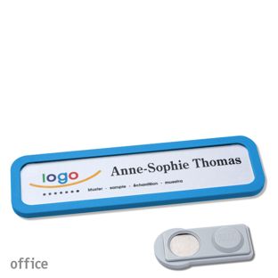 Name badges OFFICE, magnetic smag® Magnet | medium blue | 75 x 17 mm