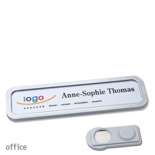 Name badges OFFICE, magnetic smag® Magnet | stainless steel | 75 x 17 mm