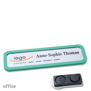 Name badges OFFICE, magnetic smag® magnet, extra strong | pastel green | 75 x 17 mm
