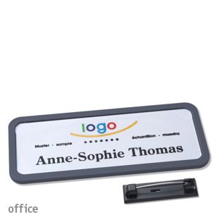 Name badges with pin OFFICE anthracite | 75 x 27 mm