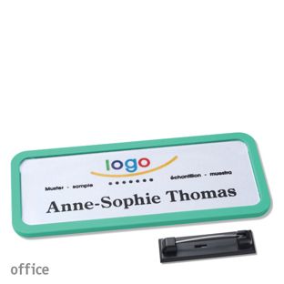 Name badges with pin OFFICE pastel green | 75 x 27 mm
