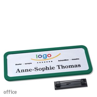 Name badges with pin OFFICE green | 75 x 27 mm