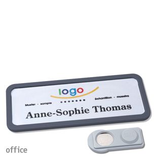 Name badges OFFICE, magnetic smag® Magnet | anthracite | 75 x 27 mm