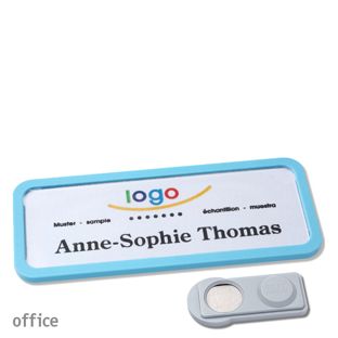 Name badges OFFICE, magnetic smag® Magnet | pastel blue | 75 x 27 mm