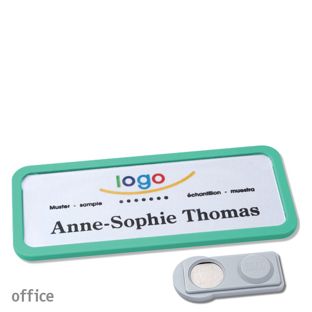 Name badges OFFICE, magnetic smag® Magnet | pastel green | 75 x 27 mm