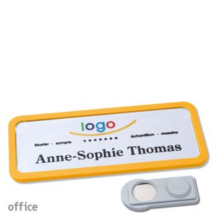 Name badges OFFICE, magnetic smag® Magnet | yellow | 75 x 27 mm