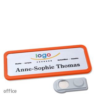 Name badges OFFICE, magnetic smag® Magnet | orange | 75 x 27 mm
