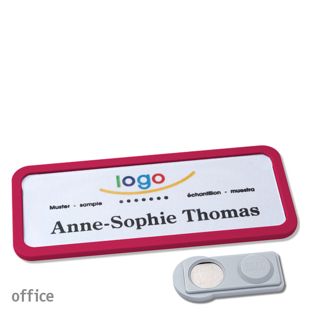 Name badges OFFICE, magnetic smag® Magnet | purple | 75 x 27 mm