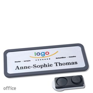 Name badges OFFICE, magnetic smag® magnet, extra strong | anthracite | 75 x 27 mm