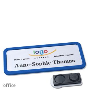 Name badges OFFICE, magnetic smag® magnet, extra strong | blue | 75 x 27 mm
