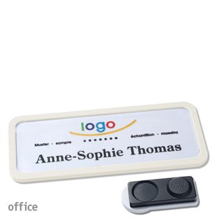 Name badges OFFICE, magnetic smag® magnet, extra strong | white | 75 x 27 mm