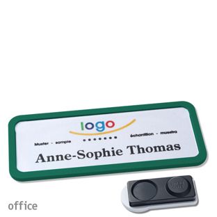 Name badges OFFICE, magnetic smag® magnet, extra strong | green | 75 x 27 mm