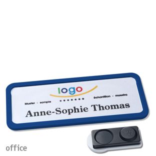 Name badges OFFICE, magnetic smag® magnet, extra strong | dark blue | 75 x 27 mm