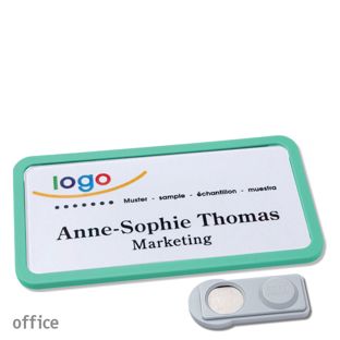 Name badges OFFICE, magnetic smag® Magnet | pastel green | 75 x 37 mm