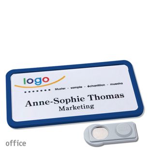 Name badges OFFICE, magnetic smag® Magnet | dark blue | 75 x 37 mm