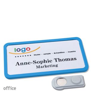 Name badges OFFICE, magnetic smag® Magnet | medium blue | 75 x 37 mm