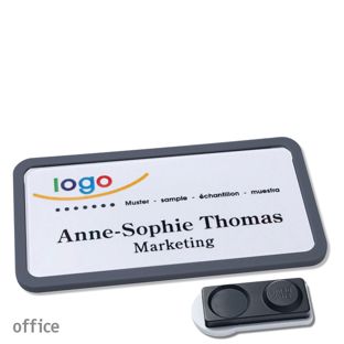 Name badges OFFICE, magnetic smag® magnet, extra strong | anthracite | 75 x 37 mm
