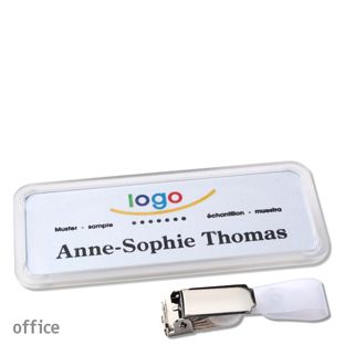 Name badges with hanger clip Office Hanger clip | transparent | 75 x 27 mm