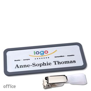 Name badges with hanger clip Office Hanger clip | anthracite | 75 x 27 mm