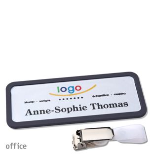Name badges with hanger clip Office Hanger clip | black | 75 x 27 mm