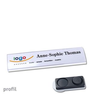 Name badges PROFIL, magnetic 75 x 17 mm  | smag® magnet, extra strong 