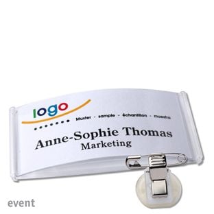 Name badges with clamp event 75 x 37 mm 