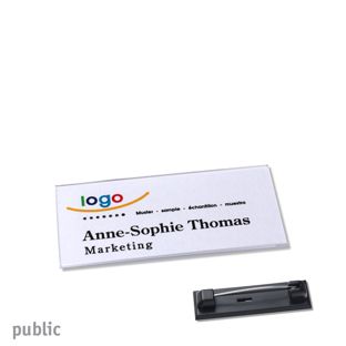 Name badges with pin PUBLIC 60 x 27 mm 