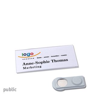 Name badges PUBLIC, magnetic 60 x 27 mm  | smag® Magnet 