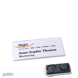 Name badges PUBLIC, magnetic 60 x 27 mm  | smag® magnet, extra strong 