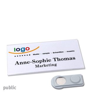 Name badges PUBLIC, magnetic 75 x 37 mm  | smag® Magnet 