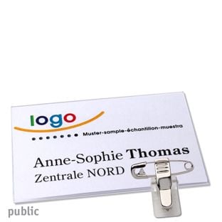 Name badges with clamp public 85 x 54 mm 