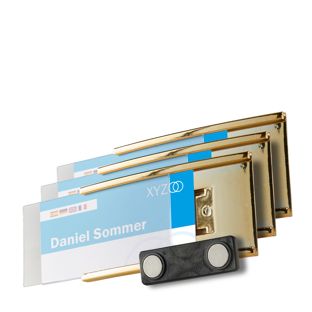Name badges MEET, magnetic gold
