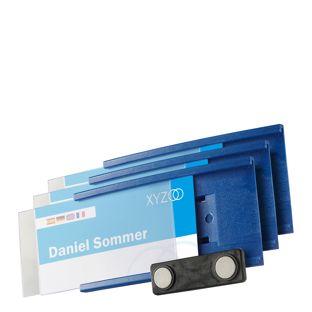 Name badges MEET, magnetic dark blue