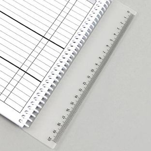 Čtenářská záložka - pravítko 20 cm, pro zavěšení do kroužkové nebo spirálové vazby 